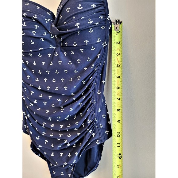 Nip Tuck Slimming Tummy Control Nautical Navy One Piece Swimsuit - Size 4 - Picture 9 of 15